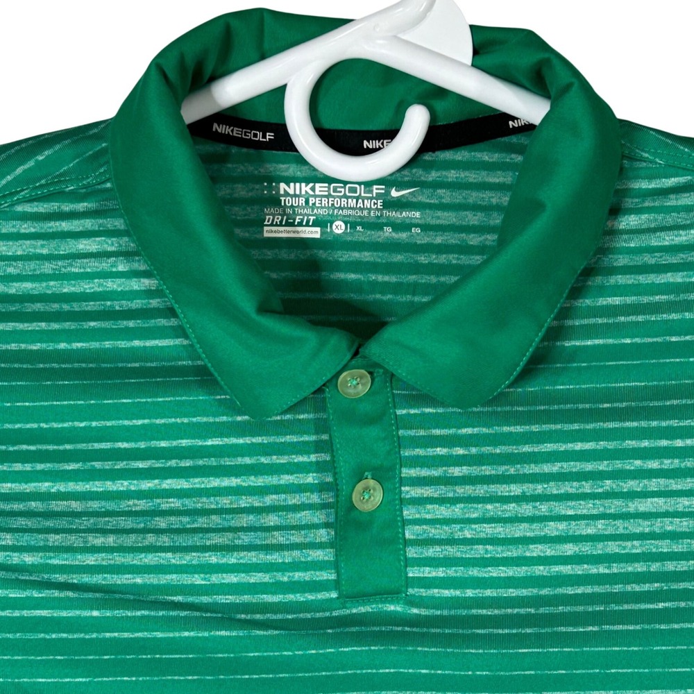 Nike‎ Golf Tour Performance Dri Fit Polo Shirt Men's XL Green Striped EUC